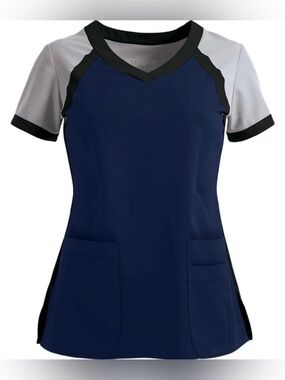 GREY’S ANATOMY ACTIVE Navy Blue, Black, & Grey Scrub Top